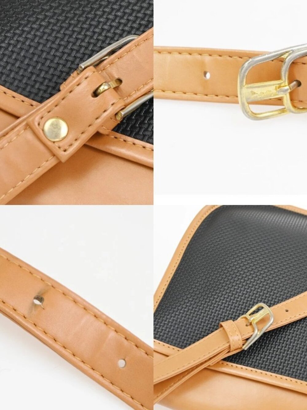 YVES SAINT LAURENT YSL Logo Shoulder Bag PVC Leather Black Brown GHW 63CA789 - Picture 7 of 16